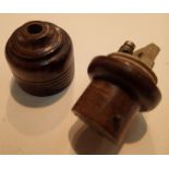 Unusual turned wood light bulb power adapter. P&P Group 1 (£14+VAT for the first lot and £1+VAT