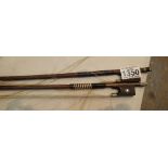 Two antique violin bows, unnamed. P&P Group 2 (£18+VAT for the first lot and £3+VAT for subsequent