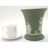 Shelley miniature cup and saucer and a Wedgwood jasperware vase. P&P Group 1 (£14+VAT for the