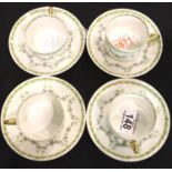 Four De Haviland Limoges gilt and floral cups and saucers. P&P Group 2 (£18+VAT for the first lot