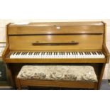 Zender wooden short piano. Not available for in-house P&P, contact Paul O'Hea at Mailboxes on