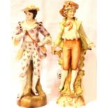 Two large Continental female figurines, H: 46 cm. Not available for in-house P&P, contact Paul O'Hea