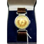 Cimier; gents military wristwatch on brown leather strap, not working at lotting. P&P Group 1 (£14+