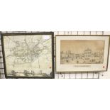 An early 20th Century framed Ordnance Survey map of Abingdon and surrounding areas, from the 1875