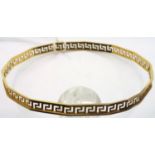 9ct gold Greek Key design bangle, 7.8g. P&P Group 1 (£14+VAT for the first lot and £1+VAT for