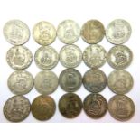 Twenty shillings of George V, various dates. P&P Group 1 (£14+VAT for the first lot and £1+VAT for