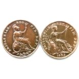 Two early milled farthings of George IV and Queen Victoria. P&P Group 1 (£14+VAT for the first lot