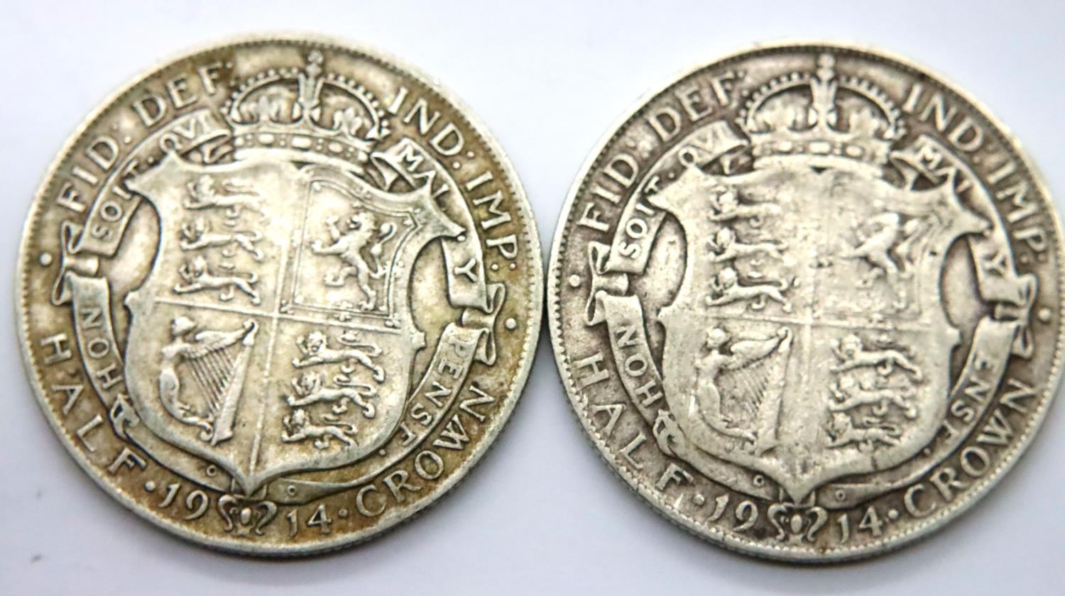 Two silver half crowns of George V. P&P Group 1 (£14+VAT for the first lot and £1+VAT for subsequent