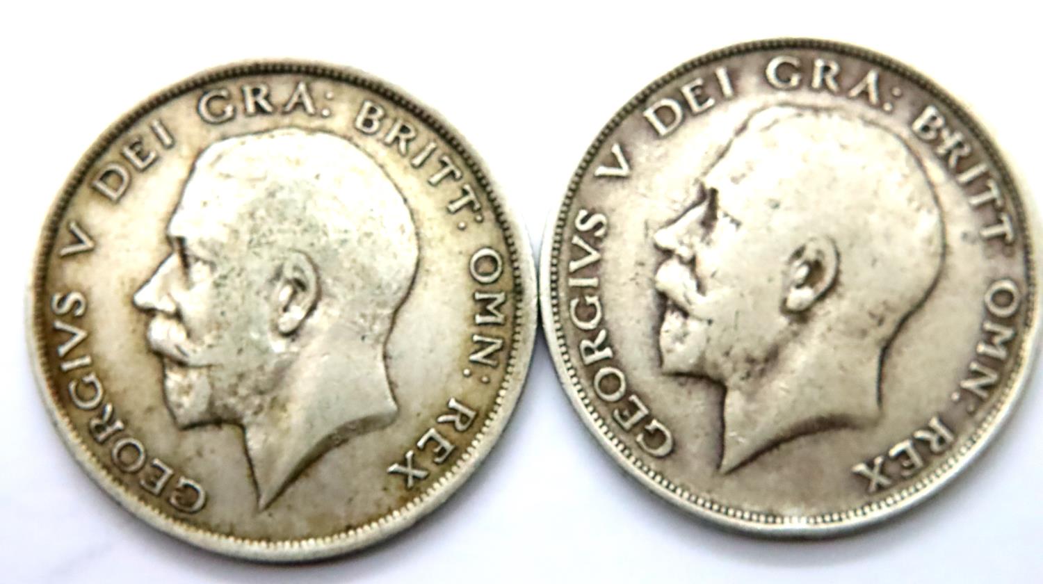 Two silver half crowns of George V. P&P Group 1 (£14+VAT for the first lot and £1+VAT for subsequent - Image 2 of 2