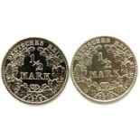 Two silver German Half Marks of the Third Reich. P&P Group 1 (£14+VAT for the first lot and £1+VAT