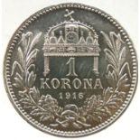 1916 Austrian Silver Korona. P&P Group 1 (£14+VAT for the first lot and £1+VAT for subsequent lots)