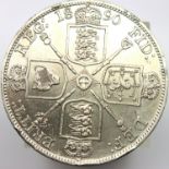 1890 double florin of Queen Victoria. P&P Group 1 (£14+VAT for the first lot and £1+VAT for