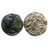 Two Roman Bronze Constantine Dynasty coins. P&P Group 1 (£14+VAT for the first lot and £1+VAT for