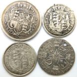 Four mixed silver coins of George III. P&P Group 1 (£14+VAT for the first lot and £1+VAT for