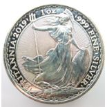 2019 999 silver Britannia 1oz £2 coin. P&P Group 1 (£14+VAT for the first lot and £1+VAT for