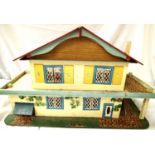 Gee Bee Toys, Hull, dolls house circa 1960s, wood with tinplate opening windows/doors, in good