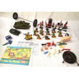 Dinky Toys Chieftain tank, Airfix tank Britains 1970 catalogue and price list, also a selection of