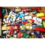 Approximately 100 play worn diecast vehicles, Dinky toys, Corgi Matchbox etc, all for spares or