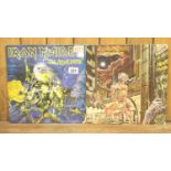 Two Iron Maiden LPs including Life After Death (ES 2404363) and Somewhere In Time, some wear to