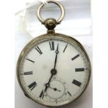 Silver pocket watch with key. P&P Group 1 (£14+VAT for the first lot and £1+VAT for subsequent lots)