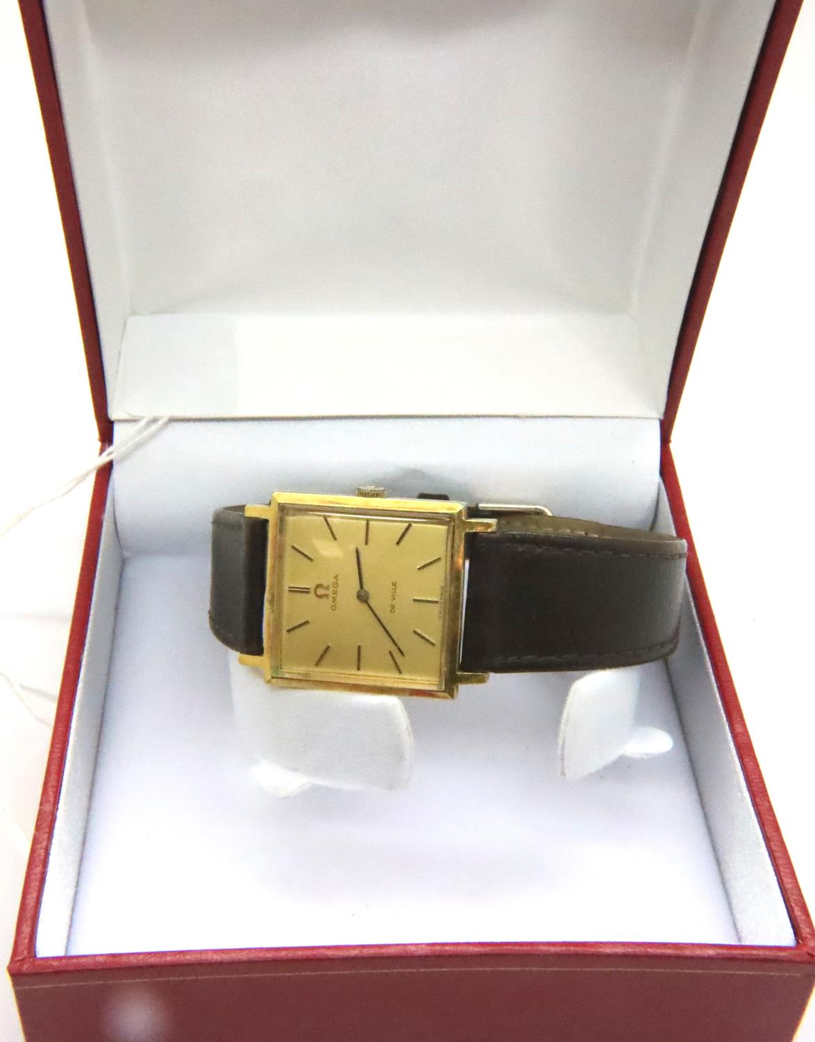 Omega; gents Deville mechanical wristwatch, gold plated with square dial. P&P Group 1 (£14+VAT for