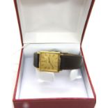 Omega; gents Deville mechanical wristwatch, gold plated with square dial. P&P Group 1 (£14+VAT for