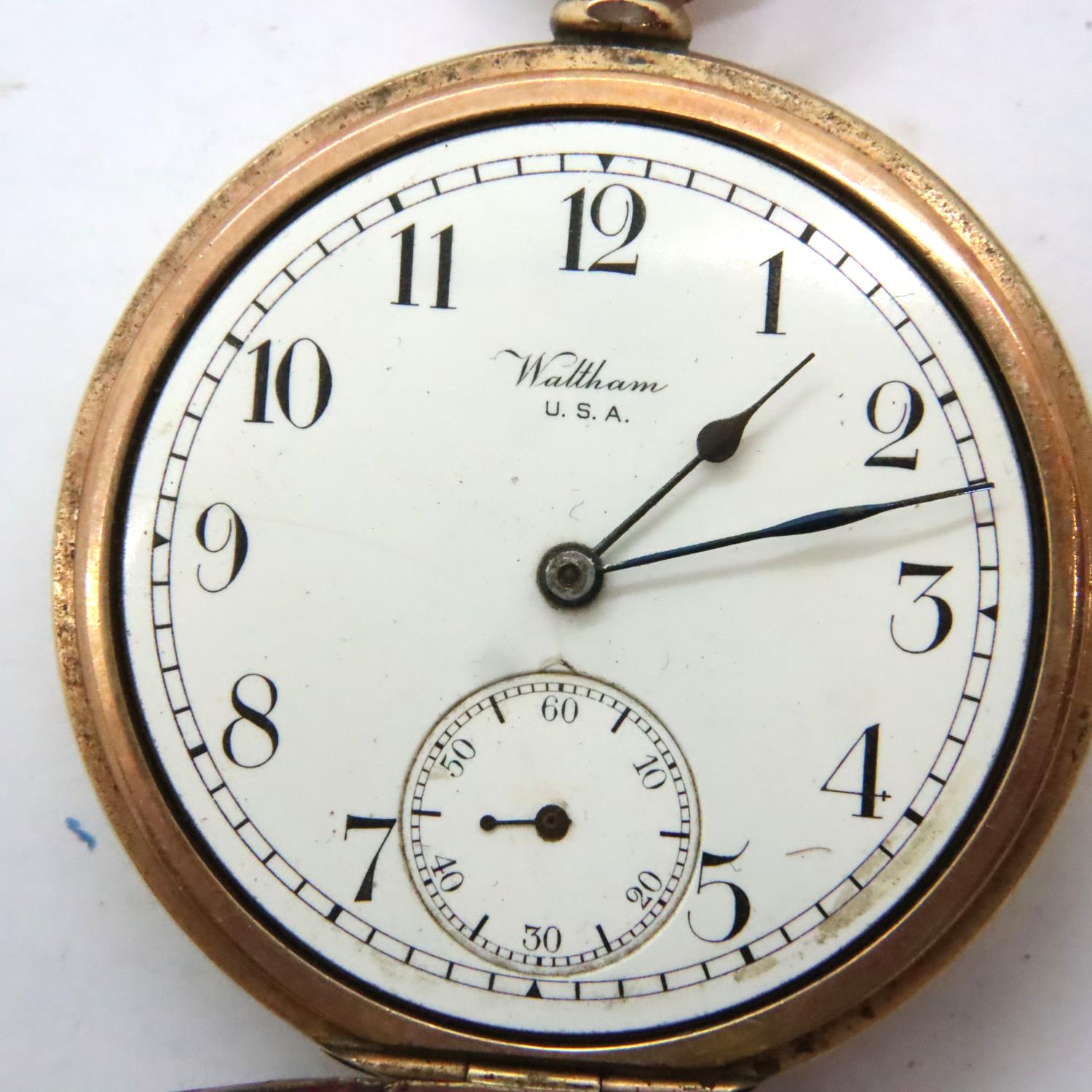 Waltham; gents gold plated pocket watch, not working at lotting. P&P Group 1 (£14+VAT for the - Image 2 of 4