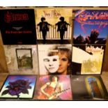 Seven LPs including Led Zeppelin II, Led Zeppelin IV, Thin Lizzy Black Rose, Deep Purple, T Rex,