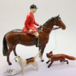 Beswick Huntsman, fox and hound figurine, H: 18 cm. P&P Group 2 (£18+VAT for the first lot and £3+