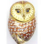 Royal Crown Derby barn owl gold stopper, H: 12 cm. P&P Group 1 (£14+VAT for the first lot and £1+VAT