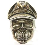 925 silver skull adjustable ring, size O. P&P Group 1 (£14+VAT for the first lot and £1+VAT for