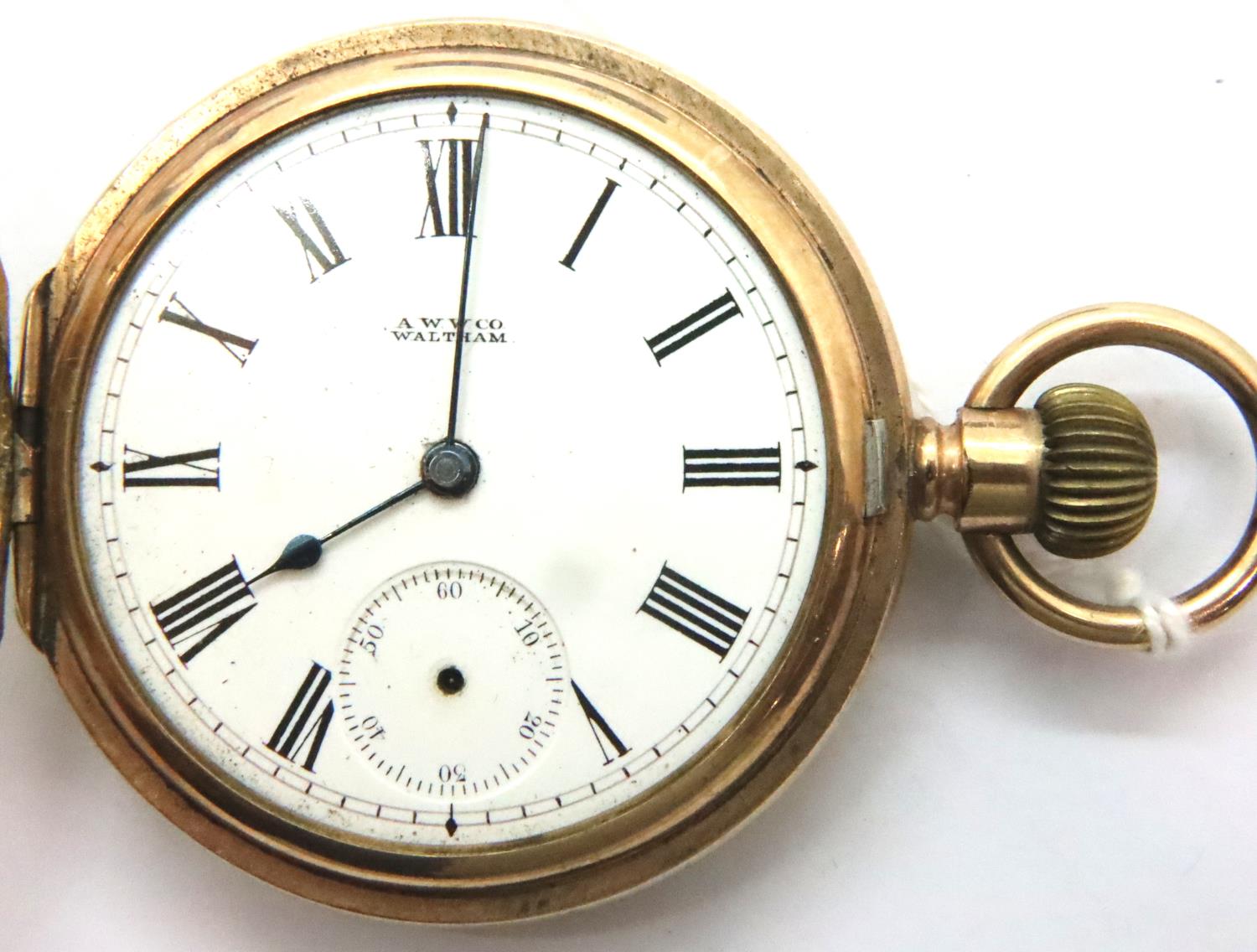 Waltham gold plated pocket watch, lacking second finger. P&P Group 1 (£14+VAT for the first lot