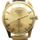 Rotary 9 ct gold gents wristwatch with inscription to verso, working at lotting. P&P Group 1 (£14+
