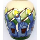 Moorcroft vase in the Eight Maids pattern, H: 8 cm. P&P Group 1 (£14+VAT for the first lot and £1+