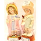 Pair of Continental male figurines, H: 20 cm. P&P Group 3 (£25+VAT for the first lot and £5+VAT