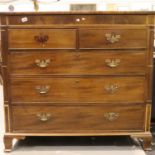 George III inlaid mahogany chest of two short above three long drawers with hidden frieze drawer,