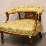 Victorian rosewood chair with inlay, H: 57 cm. Not available for in-house P&P, contact Paul O'Hea at