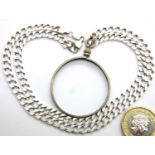 925 silver curb necklace with a coin mount pendant, 22g. P&P Group 1 (£14+VAT for the first lot