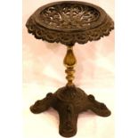 Cast iron and brass Victorian table stand, H: 30 cm. P&P Group 3 (£25+VAT for the first lot and £5+