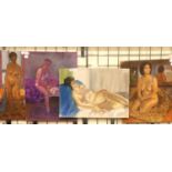 Four original nude studies in pastel, artist W. Alex Jackson ATD DB5A 1919-2004. P&P Group 1 (£14+