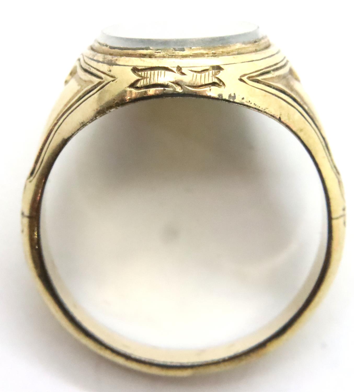 Victorian gold mourning signet ring, size Q. 4.2g. Some light wear from age/general wear, - Image 4 of 4