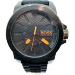 Boss; oversized gents wristwatch on a rubber strap, requires battery. P&P Group 1 (£14+VAT for the