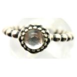 Boxed silver Pandora style stone set ring, size K. P&P Group 1 (£14+VAT for the first lot and £1+VAT
