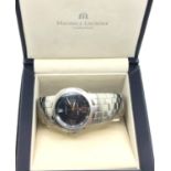 Maurice LaCroix; gents automatic wristwatch with stainless steel strap, blue dial, date aperture