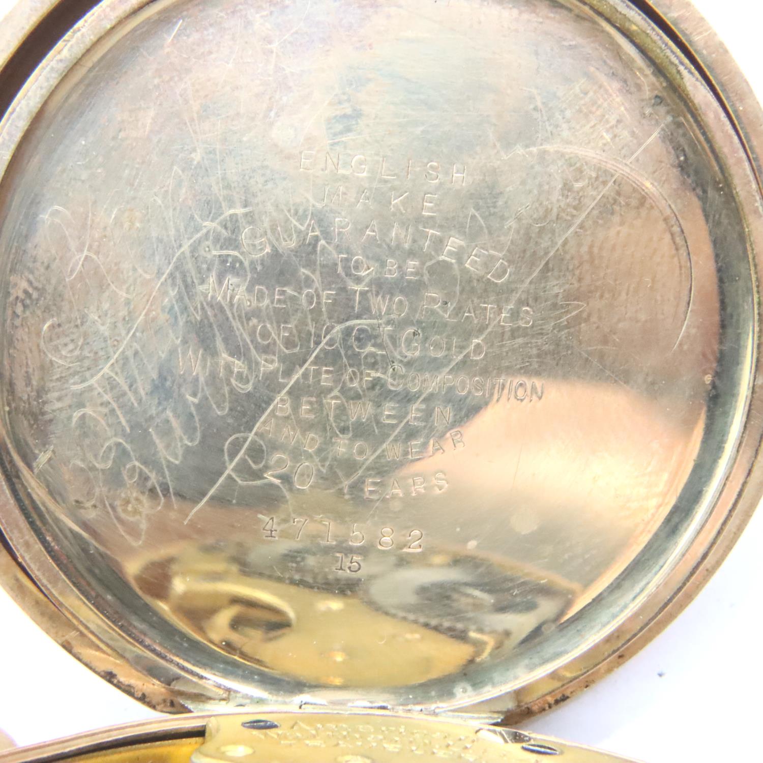 Waltham; gents gold plated pocket watch, not working at lotting. P&P Group 1 (£14+VAT for the - Image 3 of 4