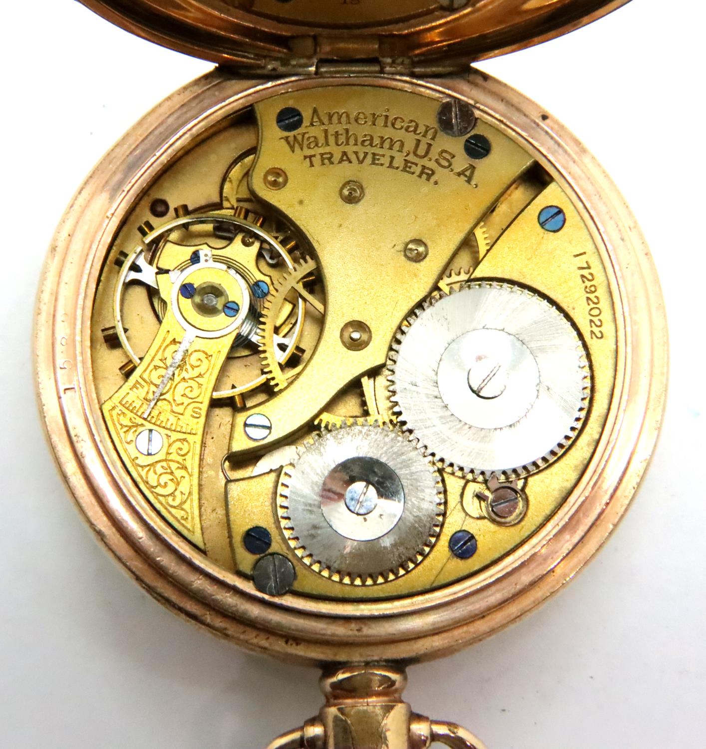 Waltham; gents gold plated pocket watch, not working at lotting. P&P Group 1 (£14+VAT for the - Image 4 of 4