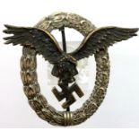 1960s Copy Luftwaffe Pilots Badge. Made from original die. P&P Group 1 (£14+VAT for the first lot