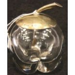 Hallmarked silver and glass apple sauce holder. P&P Group 1 (£14+VAT for the first lot and £1+VAT