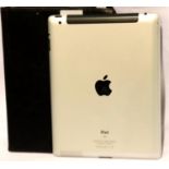 Apple iPad 2 model A1396 GSM with black leather folio case, restored to factory settings, working at