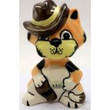 Lorna Bailey cat, The Duke, H: 13 cm, no cracks, chips or visible restoration. P&P Group 2 (£18+